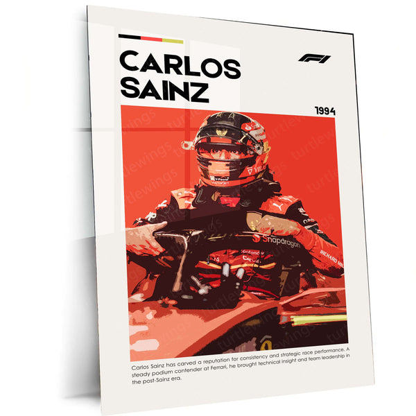 Carlos Sainz Metal Frame | Ferrari F1 Driver Wall Art - TURTLEWINGS 