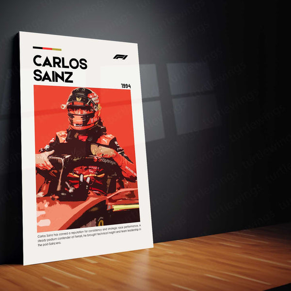 Carlos Sainz Metal Frame | Ferrari F1 Driver Wall Art - TURTLEWINGS 
