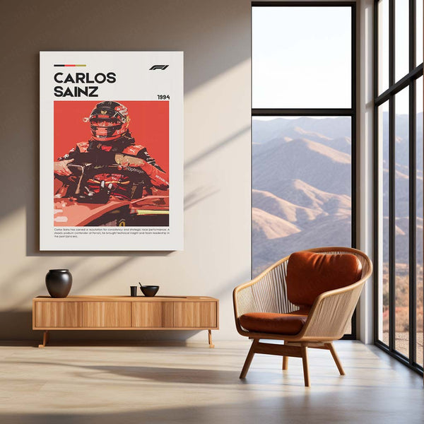 Carlos Sainz Metal Frame | Ferrari F1 Driver Wall Art - TURTLEWINGS 