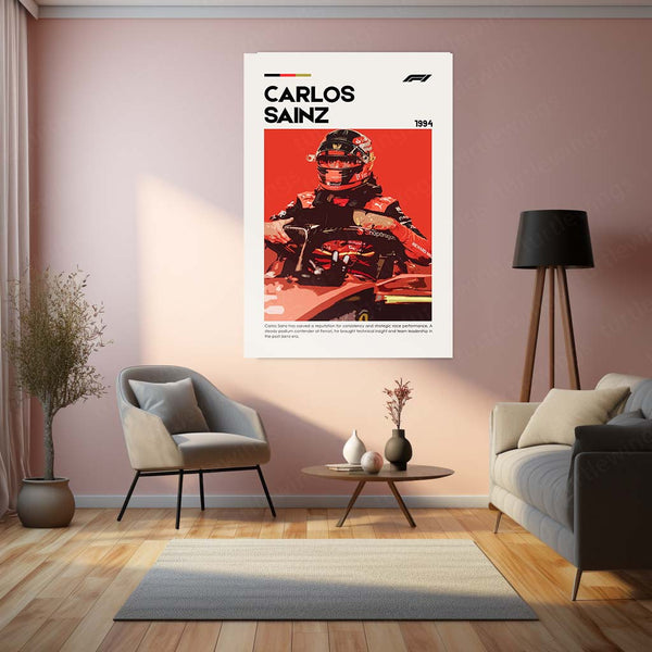 Carlos Sainz Metal Frame | Ferrari F1 Driver Wall Art - TURTLEWINGS 