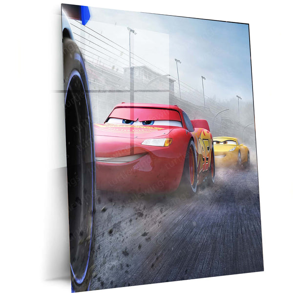 CARS Pixar Lightning McQueen Metal Frame Poster – Animated Classic for Kids & Fans 06 - TURTLEWINGS 