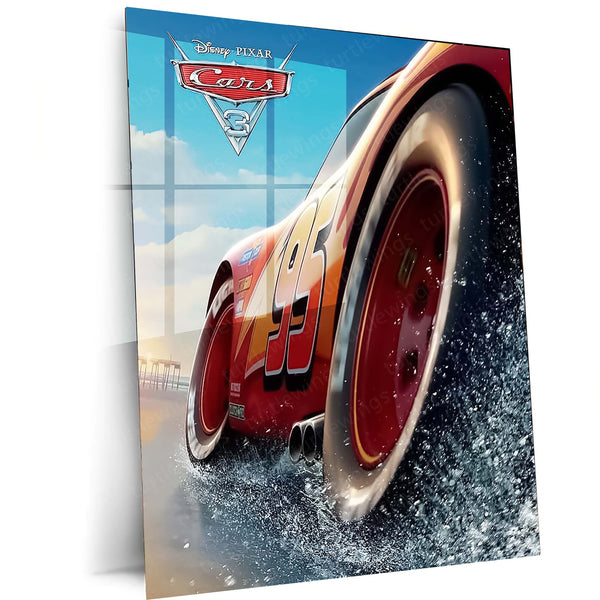 CARS Pixar Lightning McQueen Metal Frame Poster – Animated Classic for Kids & Fans - TURTLEWINGS 