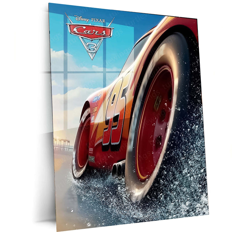 CARS Pixar Lightning McQueen Metal Frame Poster – Animated Classic for Kids & Fans - TURTLEWINGS 