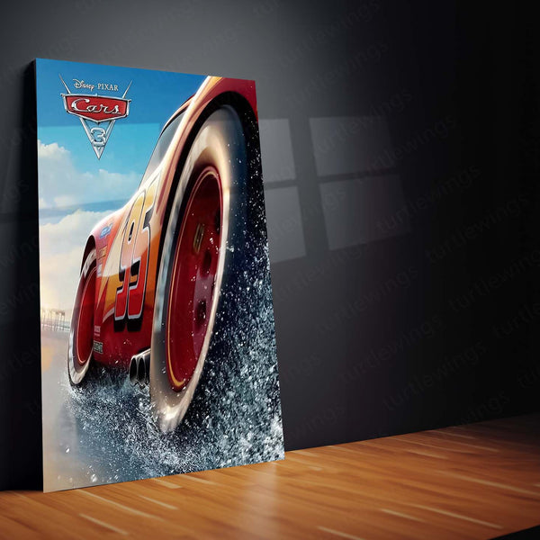CARS Pixar Lightning McQueen Metal Frame Poster – Animated Classic for Kids & Fans - TURTLEWINGS 