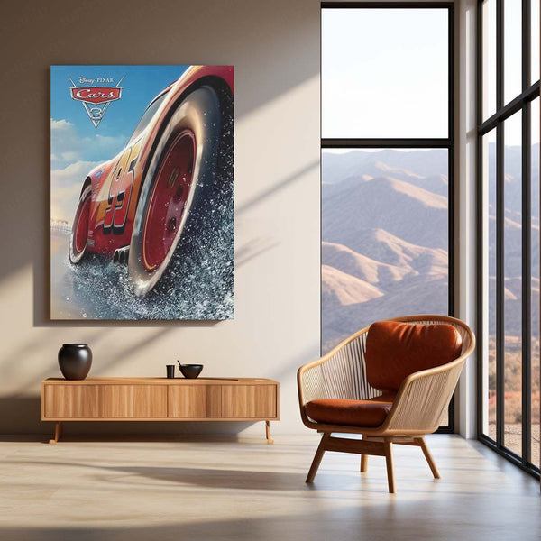 CARS Pixar Lightning McQueen Metal Frame Poster – Animated Classic for Kids & Fans - TURTLEWINGS 