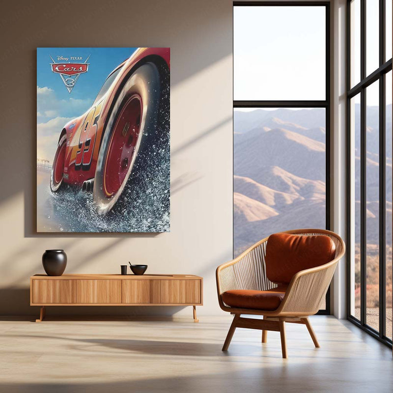 CARS Pixar Lightning McQueen Metal Frame Poster – Animated Classic for Kids & Fans - TURTLEWINGS 