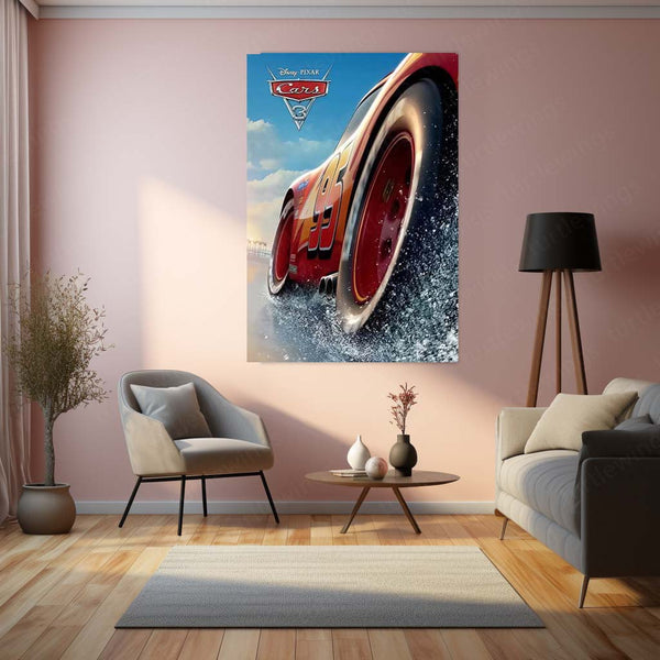 CARS Pixar Lightning McQueen Metal Frame Poster – Animated Classic for Kids & Fans - TURTLEWINGS 
