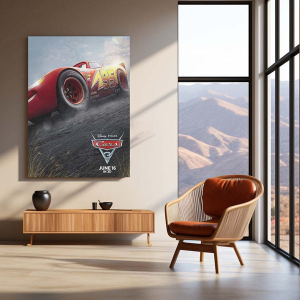 CARS Pixar Lightning McQueen Metal Frame Poster – Animated Classic for Kids & Fans 01 - TURTLEWINGS 