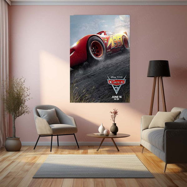 CARS Pixar Lightning McQueen Metal Frame Poster – Animated Classic for Kids & Fans 01 - TURTLEWINGS 