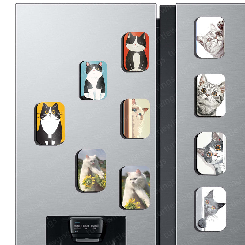 Fridge Magnets |Cats Art Fridge Magnet Set – Set of 3 & 10 Aesthetic Cat-Themed Metal Magnets (60x80mm)
