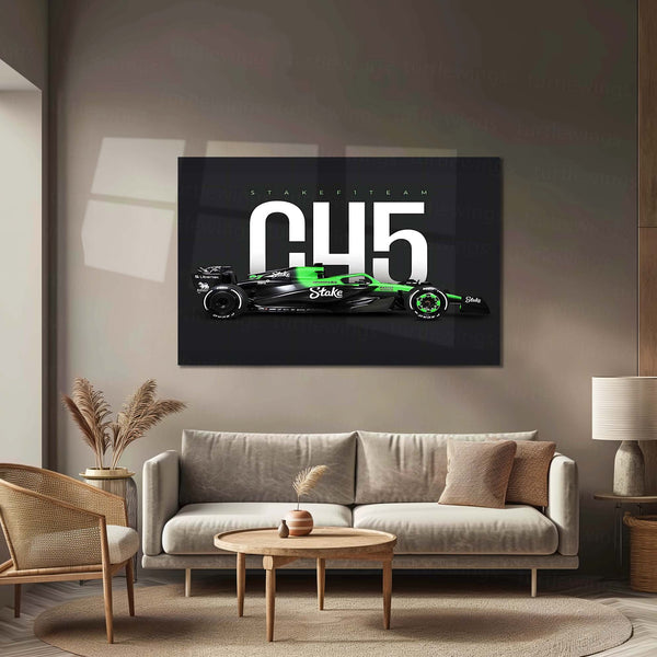 Stake F1 Team – C45 Livery Metal Frame | 2024 Formula 1 Car Wall Art - TURTLEWINGS 