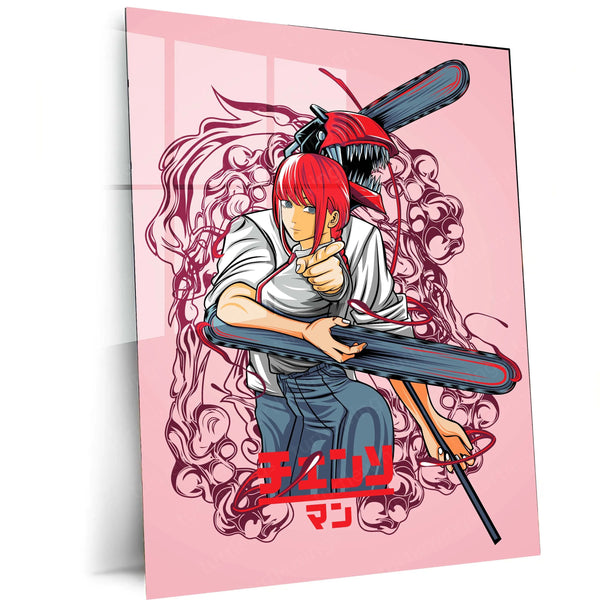 Anime Metal Poster | Chainsaw Man Metal Poster | Denji Action Wall Art | Dark Shonen Anime Decor - TURTLEWINGS 