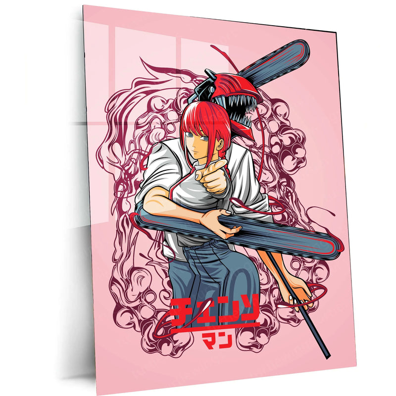 Anime Metal Poster | Chainsaw Man Metal Poster | Denji Action Wall Art | Dark Shonen Anime Decor - TURTLEWINGS 