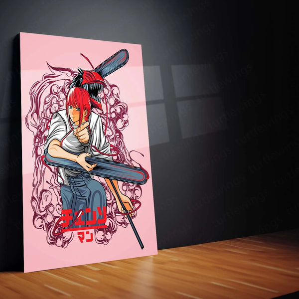 Anime Metal Poster | Chainsaw Man Metal Poster | Denji Action Wall Art | Dark Shonen Anime Decor - TURTLEWINGS 