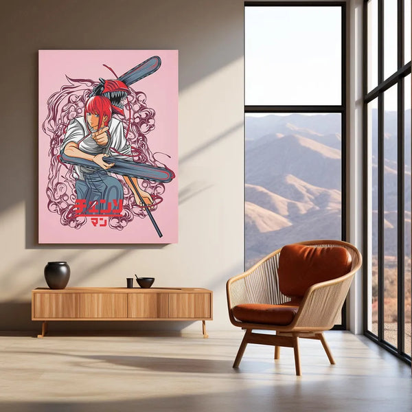Anime Metal Poster | Chainsaw Man Metal Poster | Denji Action Wall Art | Dark Shonen Anime Decor - TURTLEWINGS 