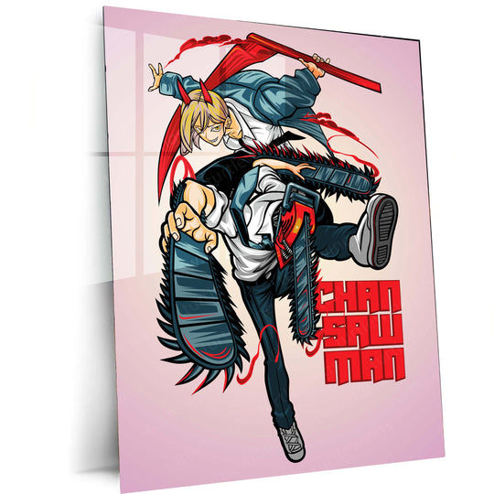 Anime Metal Poster | Chainsaw Man Metal Poster | Denji Action Wall Art | Dark Shonen Anime Decor 01