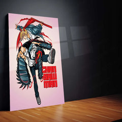 Anime Metal Poster | Chainsaw Man Metal Poster | Denji Action Wall Art | Dark Shonen Anime Decor 01 - TURTLEWINGS 