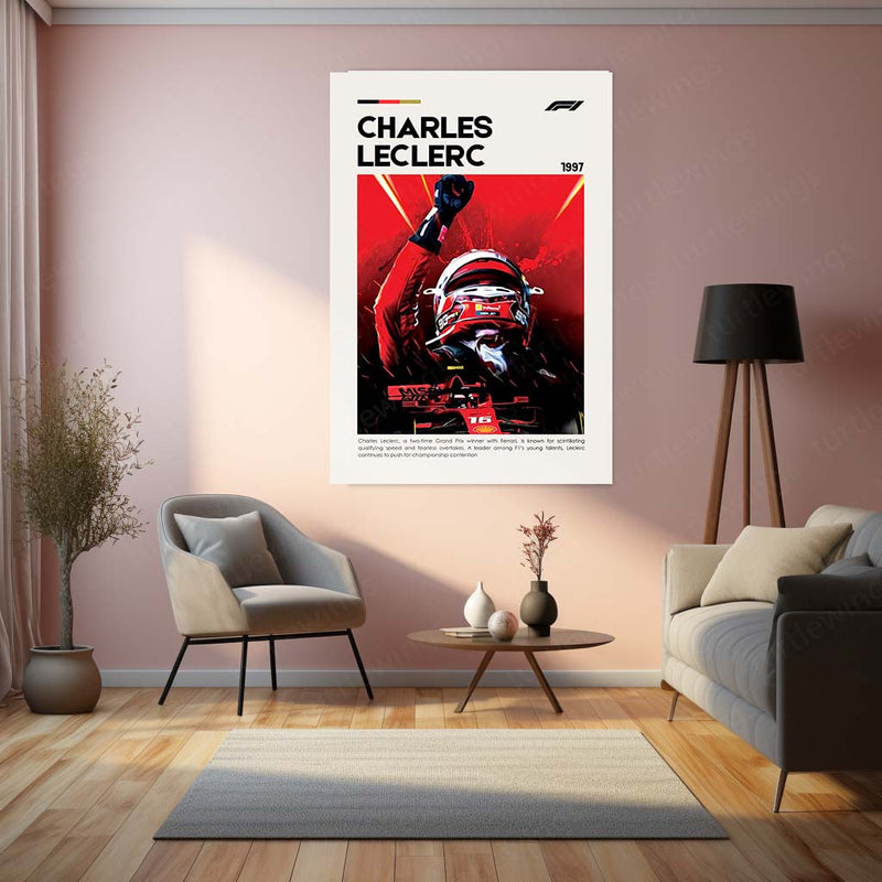 Charles Leclerc Metal Frame | Ferrari Formula 1 Wall Art - TURTLEWINGS 