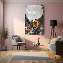 Couple on Mountains Metal Poster – Romantic Adventure Wall Art | Scenic Love & Nature Decor - TURTLEWINGS 