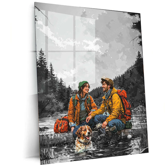 Couple on Mountains Metal Poster – Romantic Adventure Wall Art | Scenic Love & Nature Decor - TURTLEWINGS 