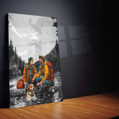 Couple on Mountains Metal Poster – Romantic Adventure Wall Art | Scenic Love & Nature Decor - TURTLEWINGS 