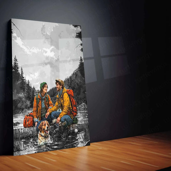 Couple on Mountains Metal Poster – Romantic Adventure Wall Art | Scenic Love & Nature Decor - TURTLEWINGS 