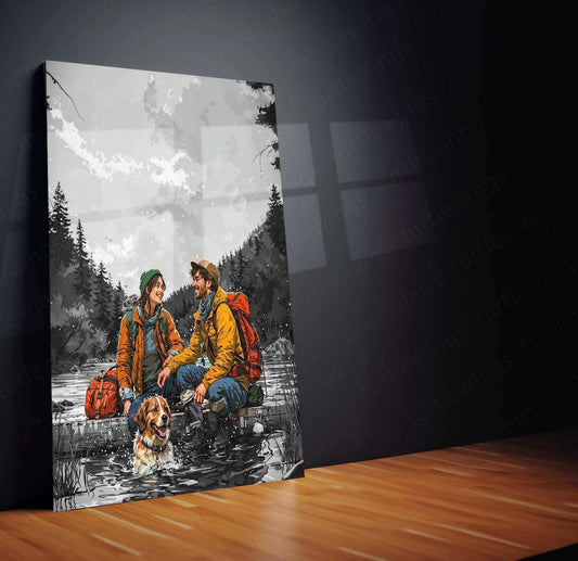 Couple on Mountains Metal Poster – Romantic Adventure Wall Art | Scenic Love & Nature Decor - TURTLEWINGS 