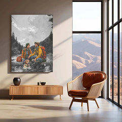 Couple on Mountains Metal Poster – Romantic Adventure Wall Art | Scenic Love & Nature Decor - TURTLEWINGS 