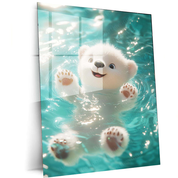 Adorable Puppy Art – Cute Dog Illustration Metal Frame - TURTLEWINGS 