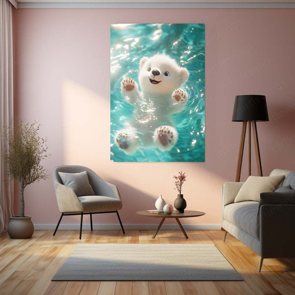 Adorable Puppy Art – Cute Dog Illustration Metal Frame - TURTLEWINGS 