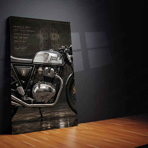 Bike Metal Poster Set of 3 | Royal Enfield Continental GT 650 Café Racer Triptych Wall Art