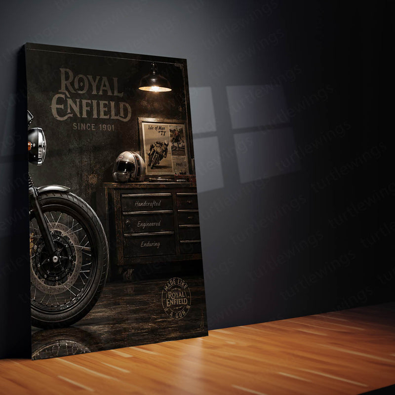 Bike Metal Poster Set of 3 | Royal Enfield Continental GT 650 Café Racer Triptych Wall Art