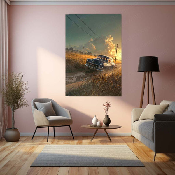 🚗 Car Abstract Art Metal Frame Poster | Modern Auto-Inspired Wall Decor for Garage, Office & Studio 04 - TURTLEWINGS 