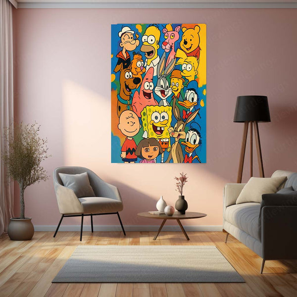 🧽 SpongeBob SquarePants Cartoon Metal Frame Poster | Fun & Vibrant Wall Decor for Kids Room or Animation Fans - TURTLEWINGS 