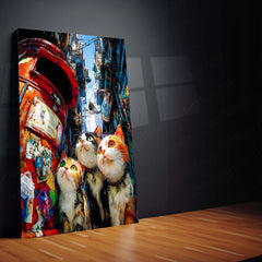 Cat in Dirty Town – Noir Night Wanderer | Cinematic Urban Cat Metal Frame Poster