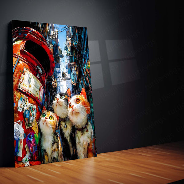 Cat in Dirty Town – Noir Night Wanderer | Cinematic Urban Cat Metal Frame Poster