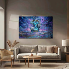 Celestial Guardians of Time – Cosmic Elephant Fantasy Artwork | Premium Metal Poster - TURTLEWINGS 