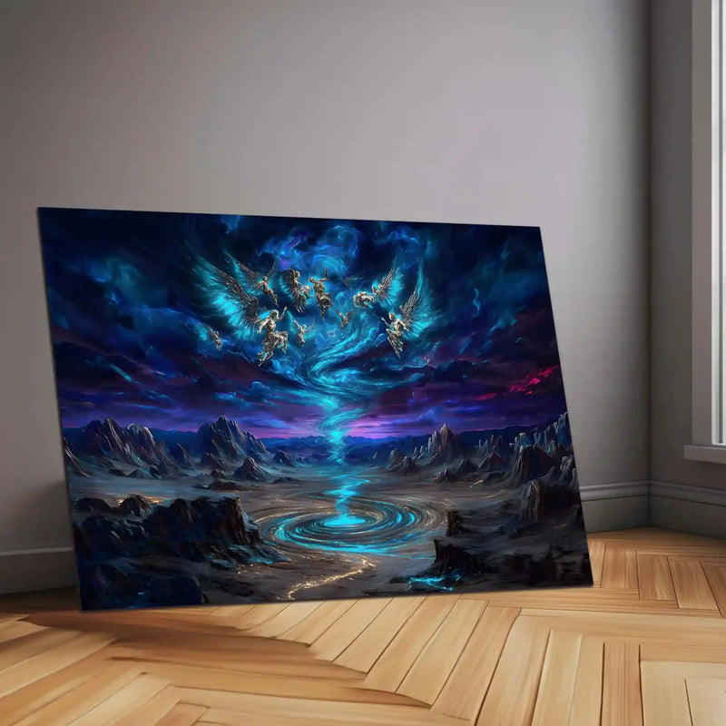 Celestial Whirlwind – The Dance of Angels & Storms | Fantasy Metal Poster - TURTLEWINGS 