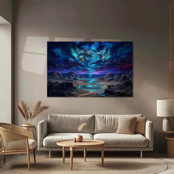 Celestial Whirlwind – The Dance of Angels & Storms | Fantasy Metal Poster - TURTLEWINGS 