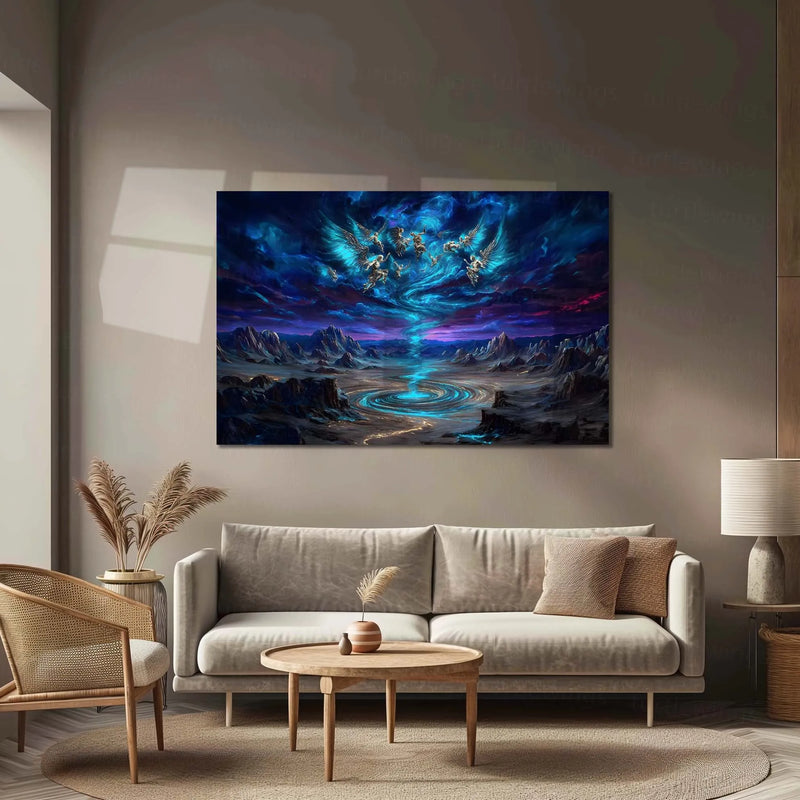 Celestial Whirlwind – The Dance of Angels & Storms | Fantasy Metal Poster - TURTLEWINGS 