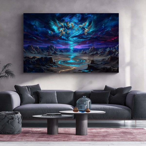 Celestial Whirlwind – The Dance of Angels & Storms | Fantasy Metal Poster - TURTLEWINGS 