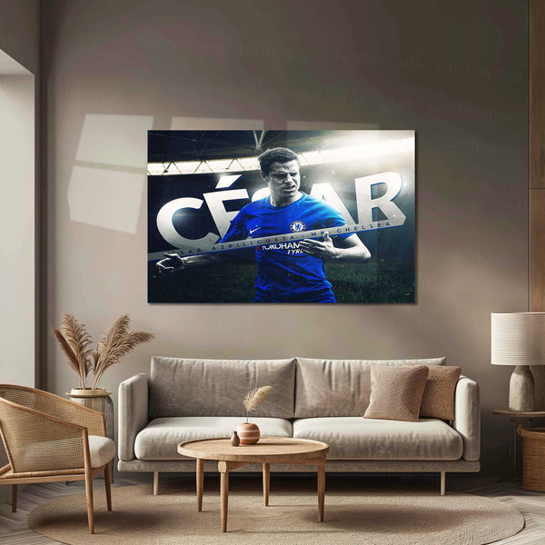César Azpilicueta – Mr. Chelsea Metal Frame | Chelsea FC Captain Tribute Poster | Blue Blood Graphic Wall Art - TURTLEWINGS 