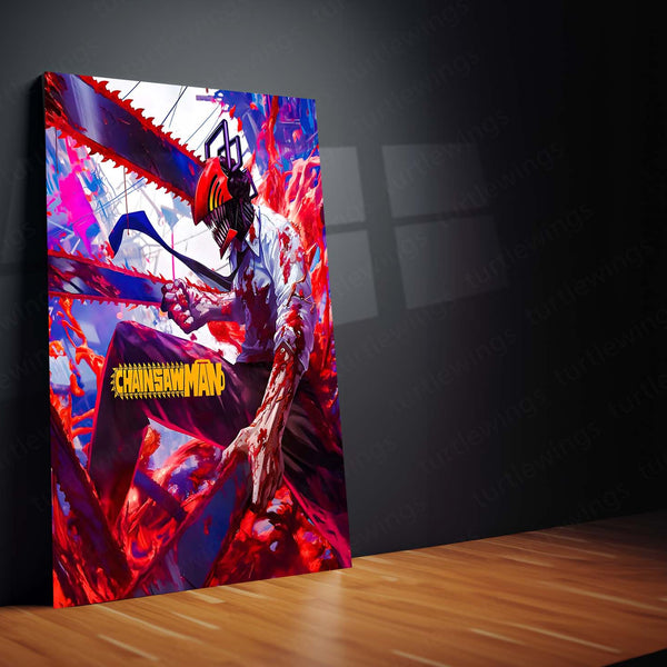 Anime Metal Poster | Chainsaw Man – Devil Hunter’s Rage | Dark Anime Metal Frame Poster