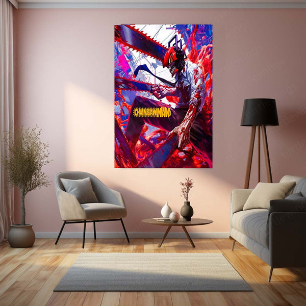 Anime Metal Poster | Chainsaw Man – Devil Hunter’s Rage | Dark Anime Metal Frame Poster