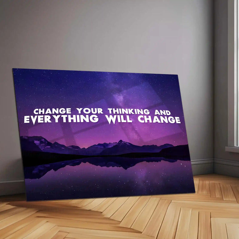Quote Metal Poster | Change Your Thinking, Change Your Life – Motivational Quote Metal Poster | Inspirational Wall Art