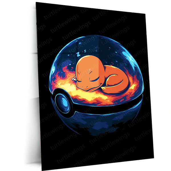 🔥 Charmander Pokémon Metal Frame Poster | Vibrant Anime Wall Art for Gamers & Pokémon Fans - TURTLEWINGS 