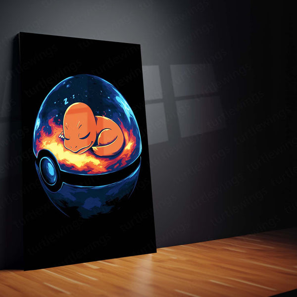 🔥 Charmander Pokémon Metal Frame Poster | Vibrant Anime Wall Art for Gamers & Pokémon Fans - TURTLEWINGS 