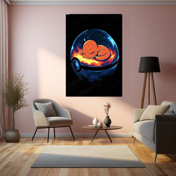 🔥 Charmander Pokémon Metal Frame Poster | Vibrant Anime Wall Art for Gamers & Pokémon Fans - TURTLEWINGS 