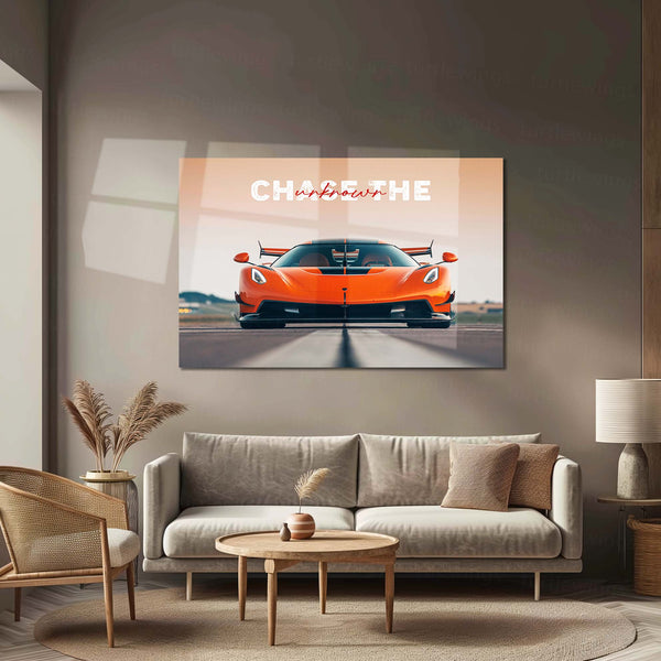 Chase the Unknown – Koenigsegg Jesko Attack Metal Poster | Futuristic Supercar Wall Art