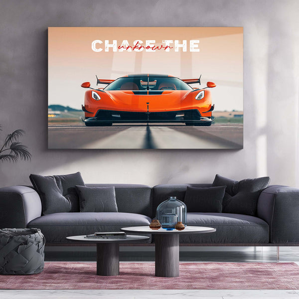 Chase the Unknown – Koenigsegg Jesko Attack Metal Poster | Futuristic Supercar Wall Art